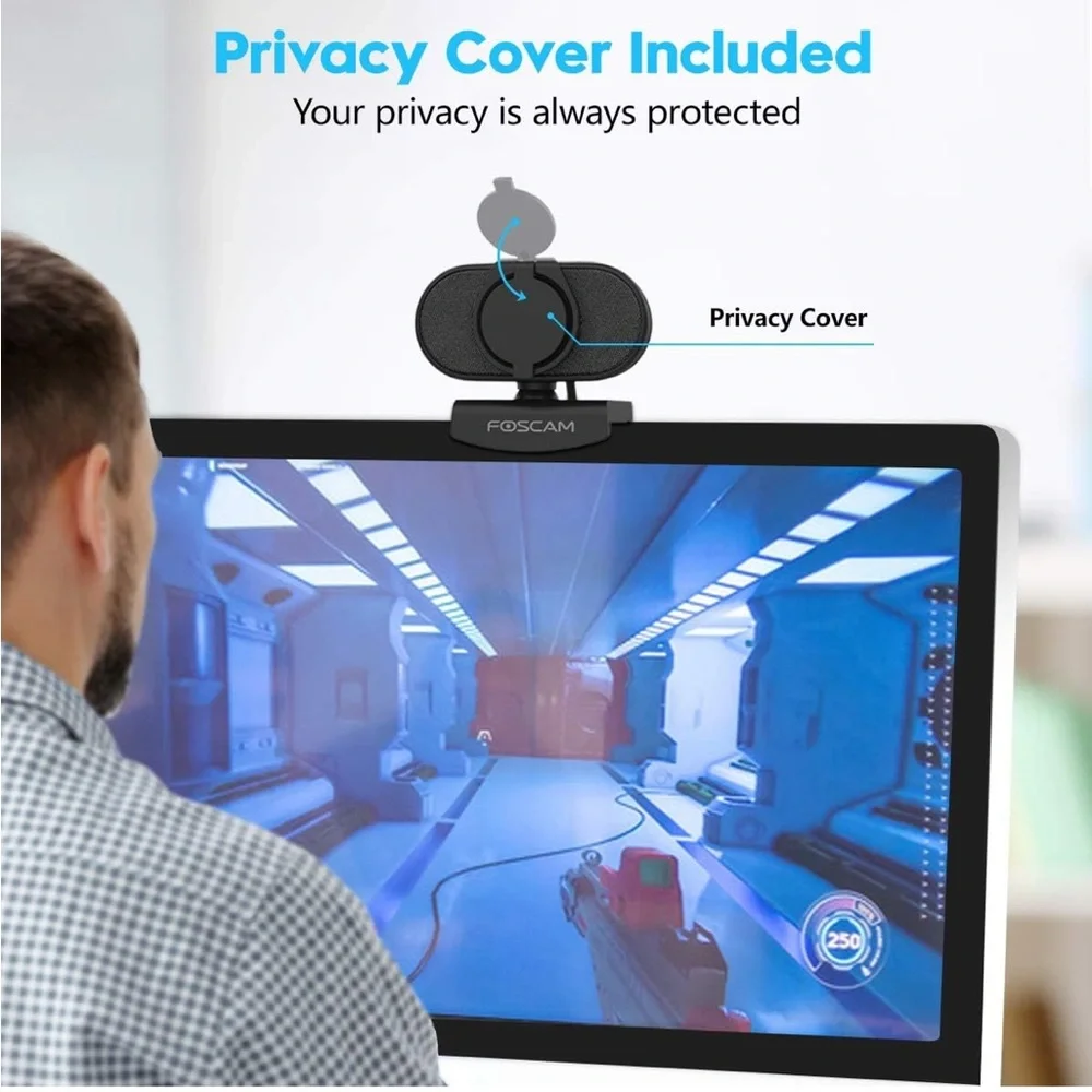 Foscam 2K 4MP Webcam with Dual Noise Reduction Microphones